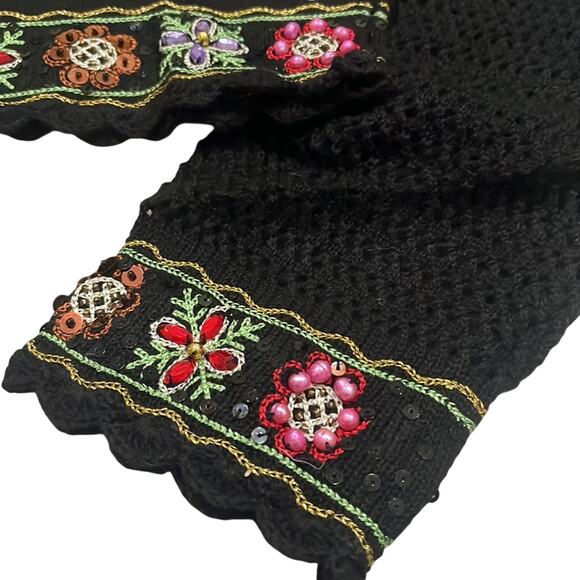 Berek Vintage Knit Floral Beaded Bolero Cardigan Cropped Women’s Large Black - Picture 10 of 16